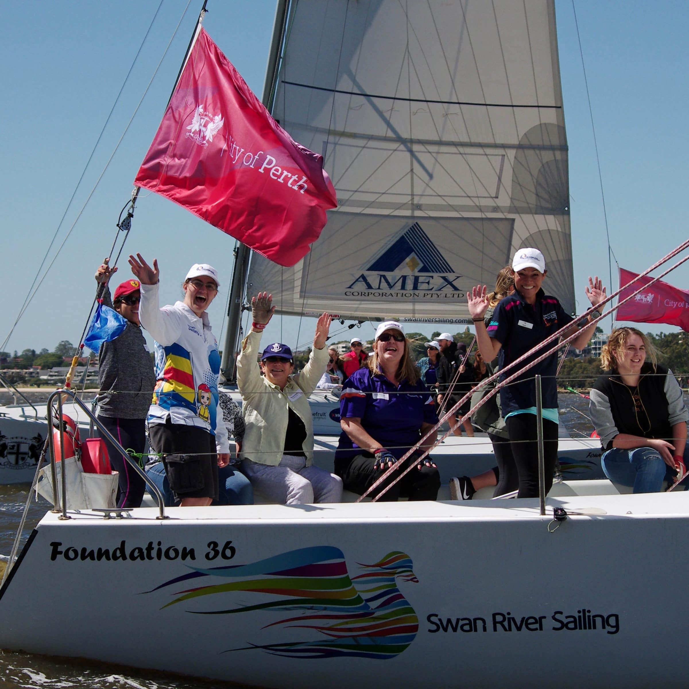 women on water event perth female sailors on a corporate sailing charter in perth with swan river sailing