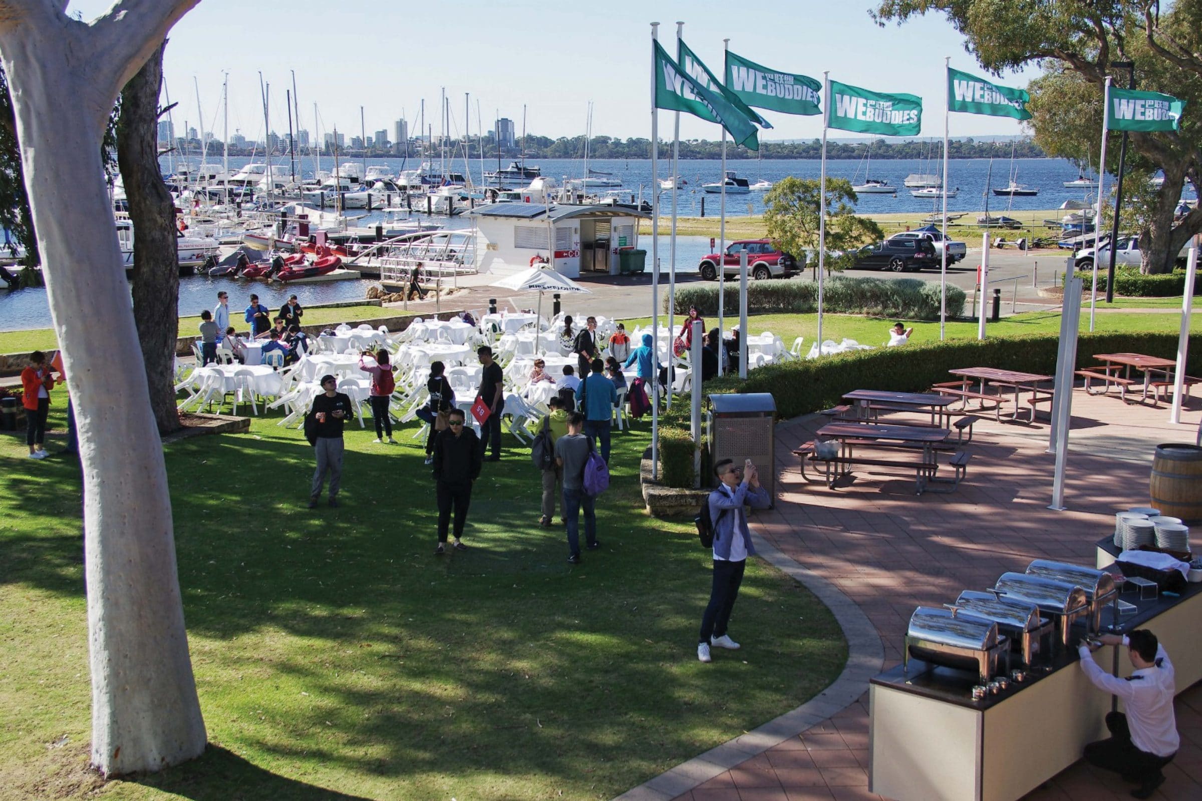 lawn over looking the swan river at royal perth yacht club corporate function on the lawn over looking the swan river at royal perth yacht club